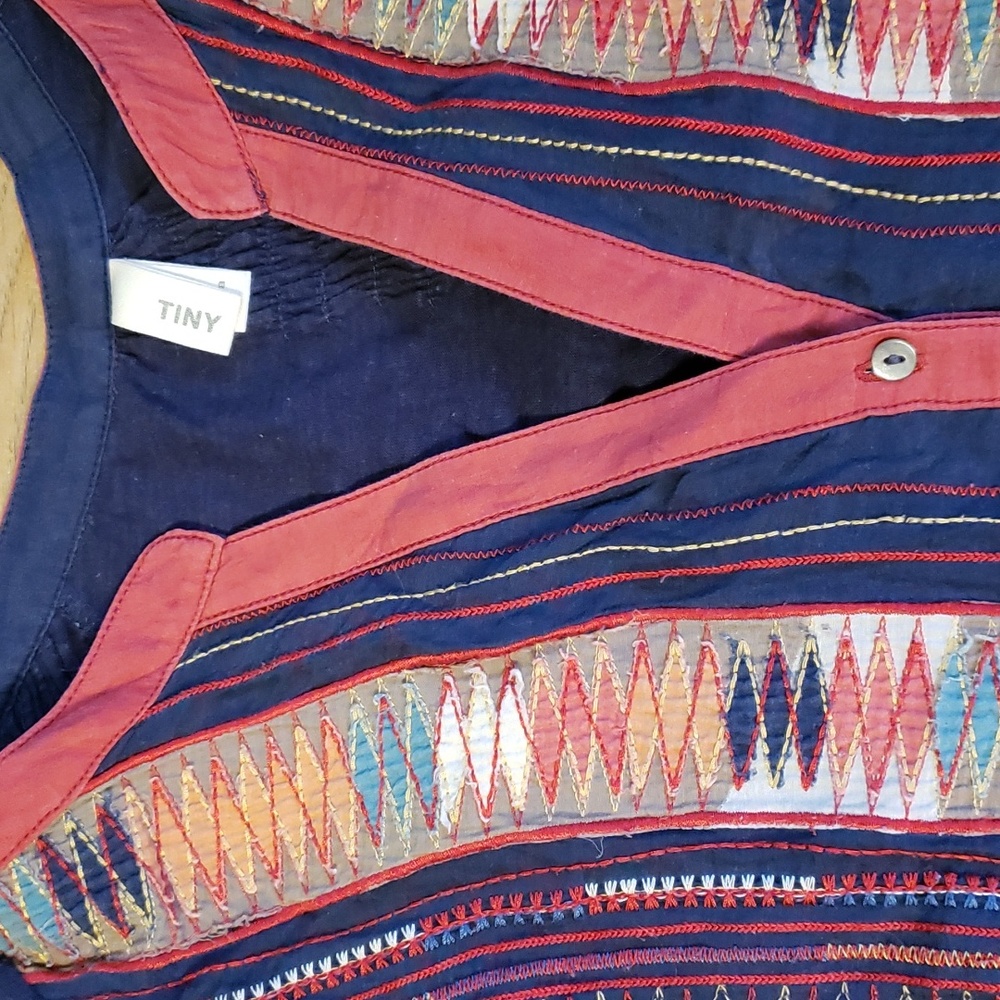 Tiny at Anthropologie navy embroidered button down